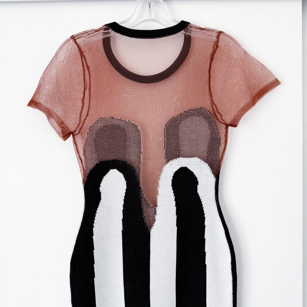 Hanifa Zariah Tassel Knit Dress Black and White Fringe - Picture 7 of 11